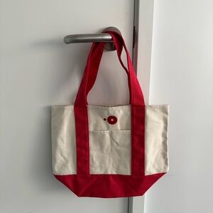 Mini Red and Cream Canvas Tote Bag